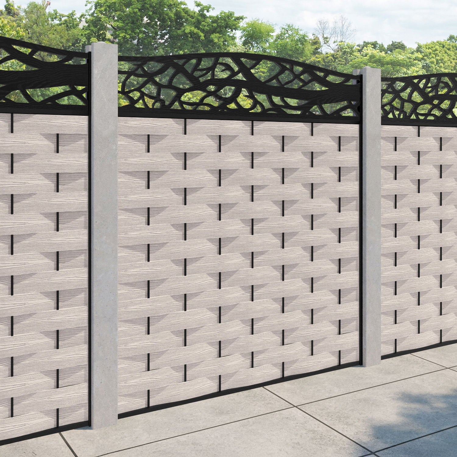 Ripple Twilight Curved Top Fence Panel - Mid Stone - for existing concrete posts