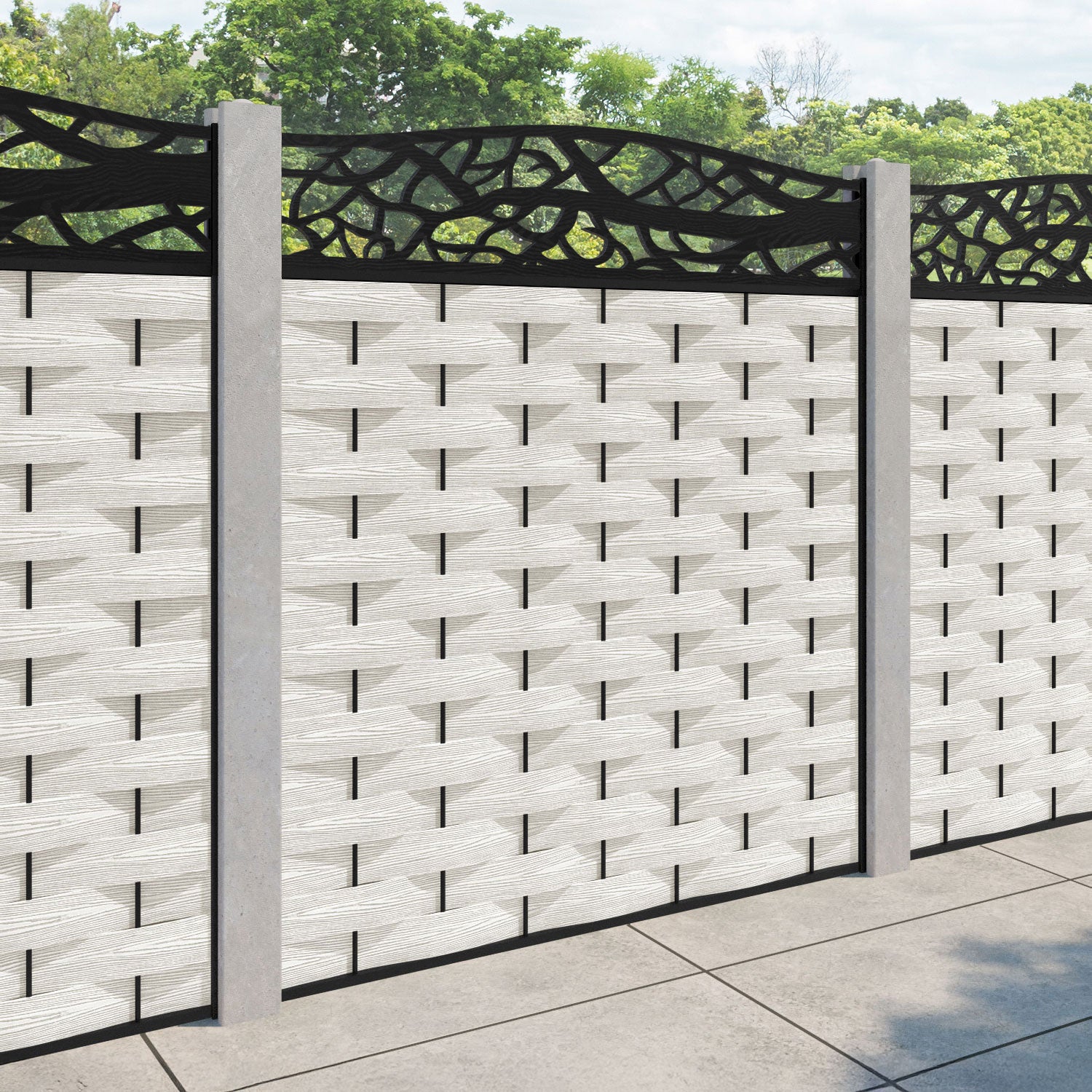 Ripple Twilight Curved Top Fence Panel - Light Stone - for existing concrete posts