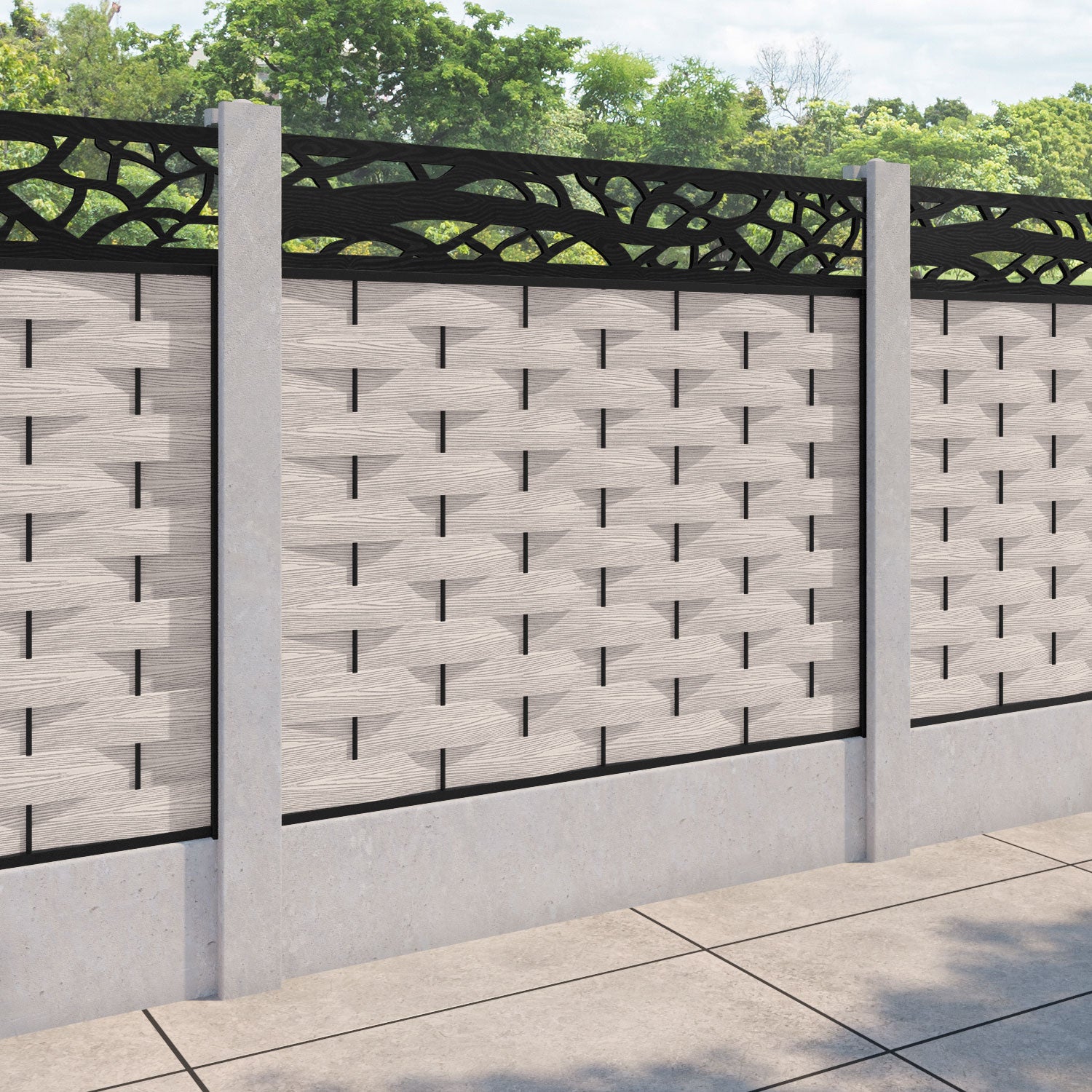 Ripple Twilight Fence Panel - Mid Stone - for existing concrete posts