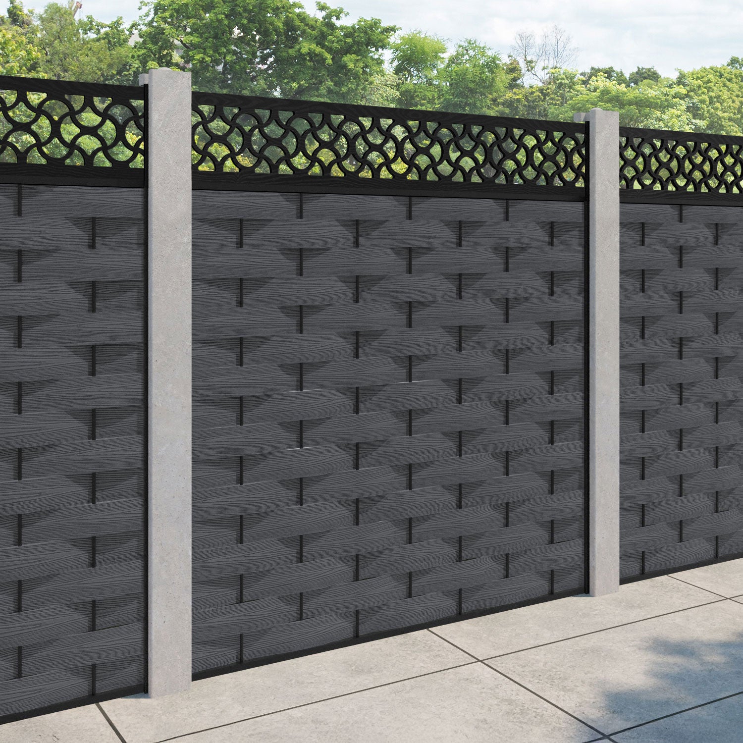 Ripple Vida Fence Panel - Dark Grey - for existing concrete posts