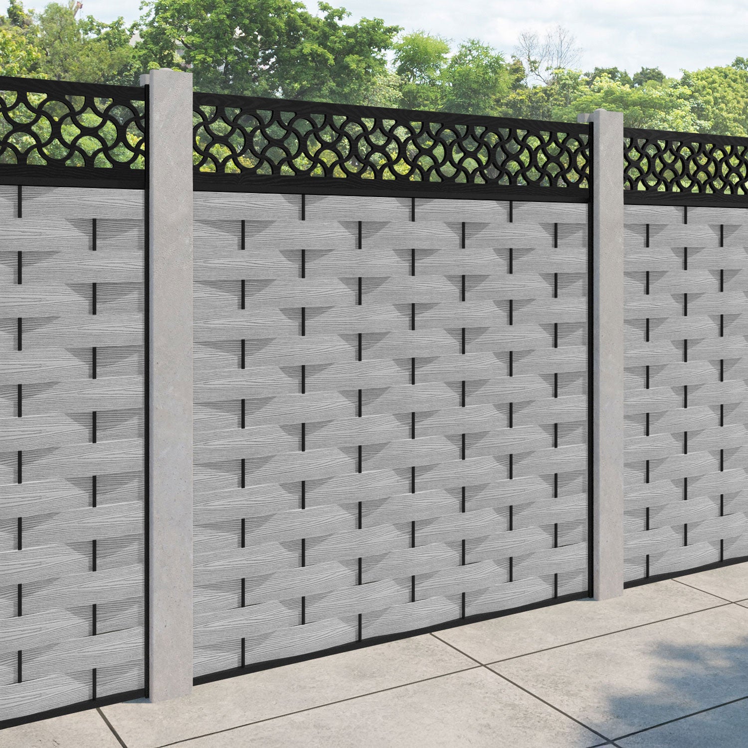 Ripple Vida Fence Panel - Light Grey - for existing concrete posts