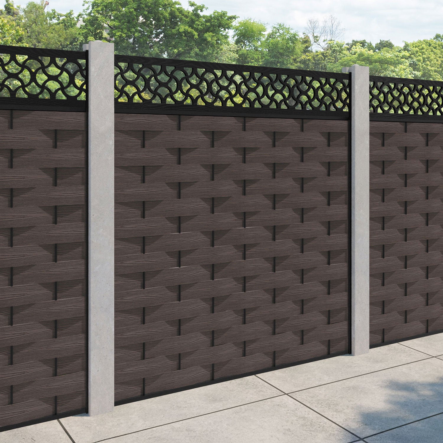 Ripple Vida Fence Panel - Mid Brown - for existing concrete posts