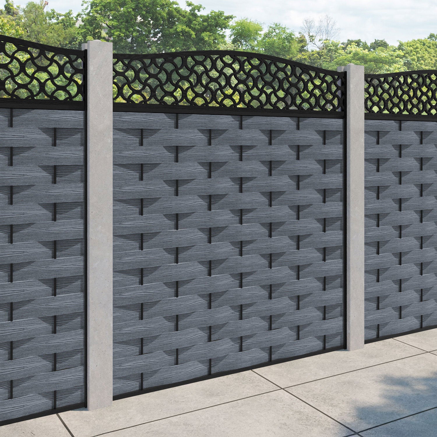 Ripple Vida Curved Top Fence Panel - Anthracite - for existing concrete posts