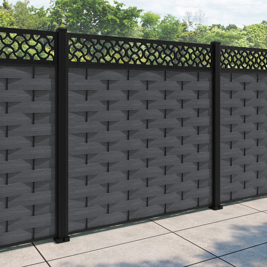 Ripple Vida Fence Panel - Dark Grey - with our aluminium posts