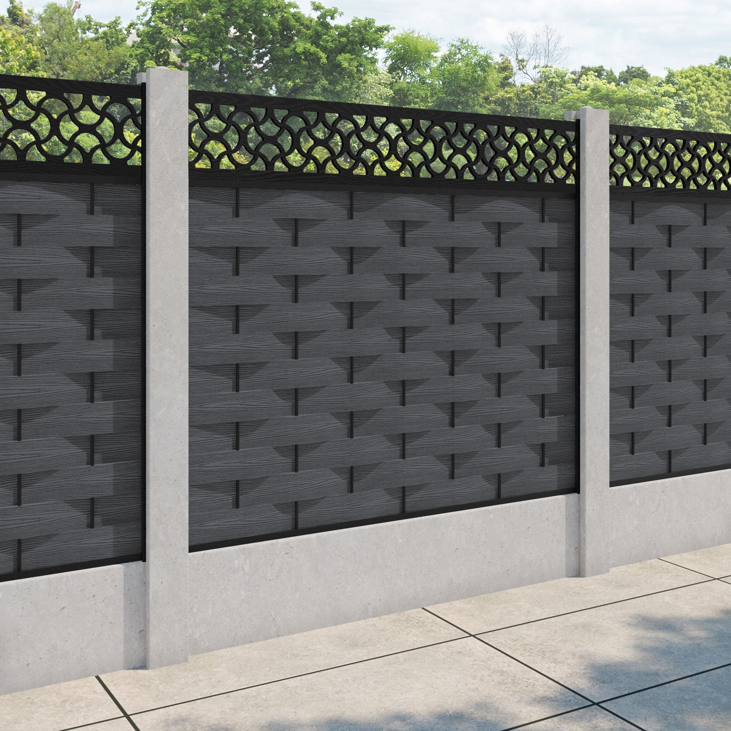 Ripple Vida Fence Panel - Dark Grey - for existing concrete posts