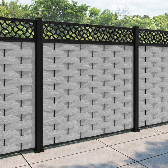 Ripple Vida Fence Panel - Light Grey - with our aluminium posts