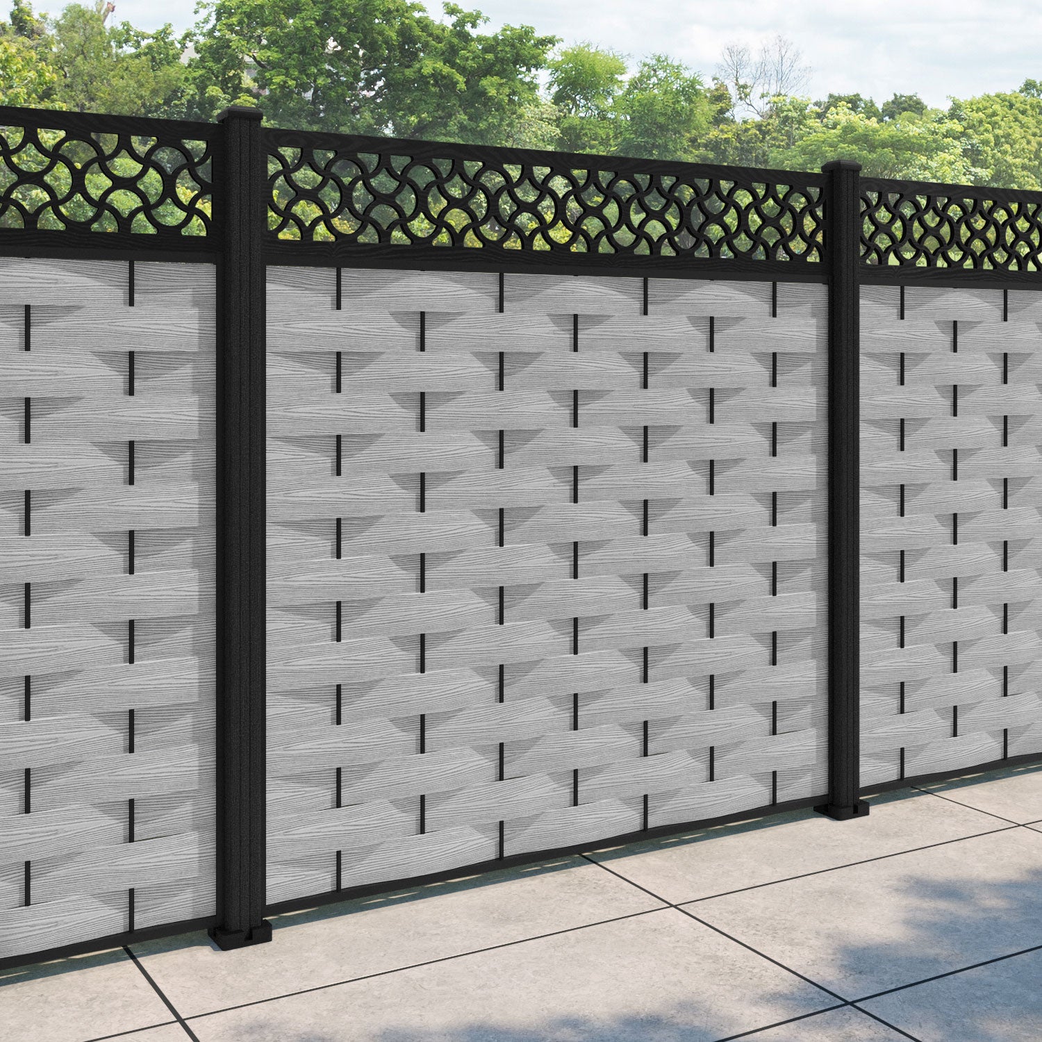 Ripple Vida Fence Panel - Light Grey - with our composite posts