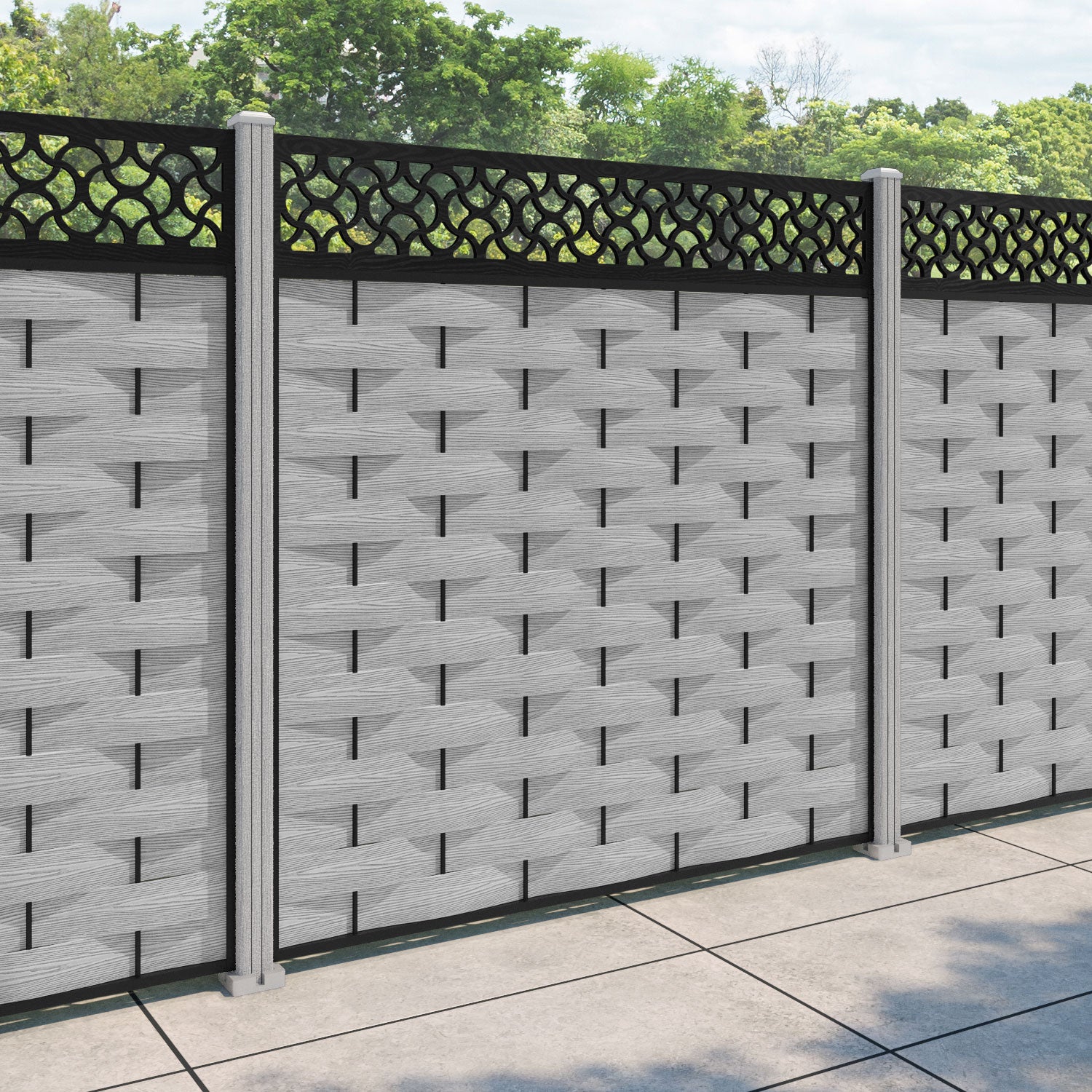 Ripple Vida Fence Panel - Light Grey - with our composite posts