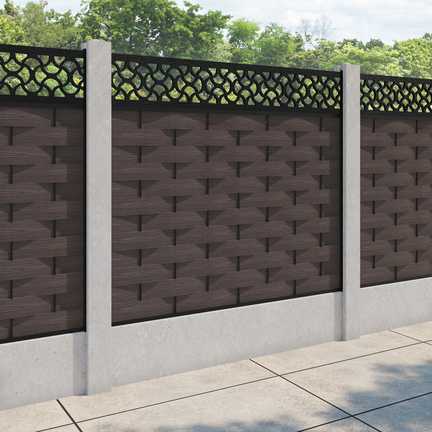 Ripple Vida Fence Panel - Mid Brown - for existing concrete posts