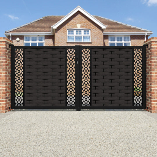 Ripple Vida Straight Top Driveway Gate - Dark Oak - Middle & End Screen