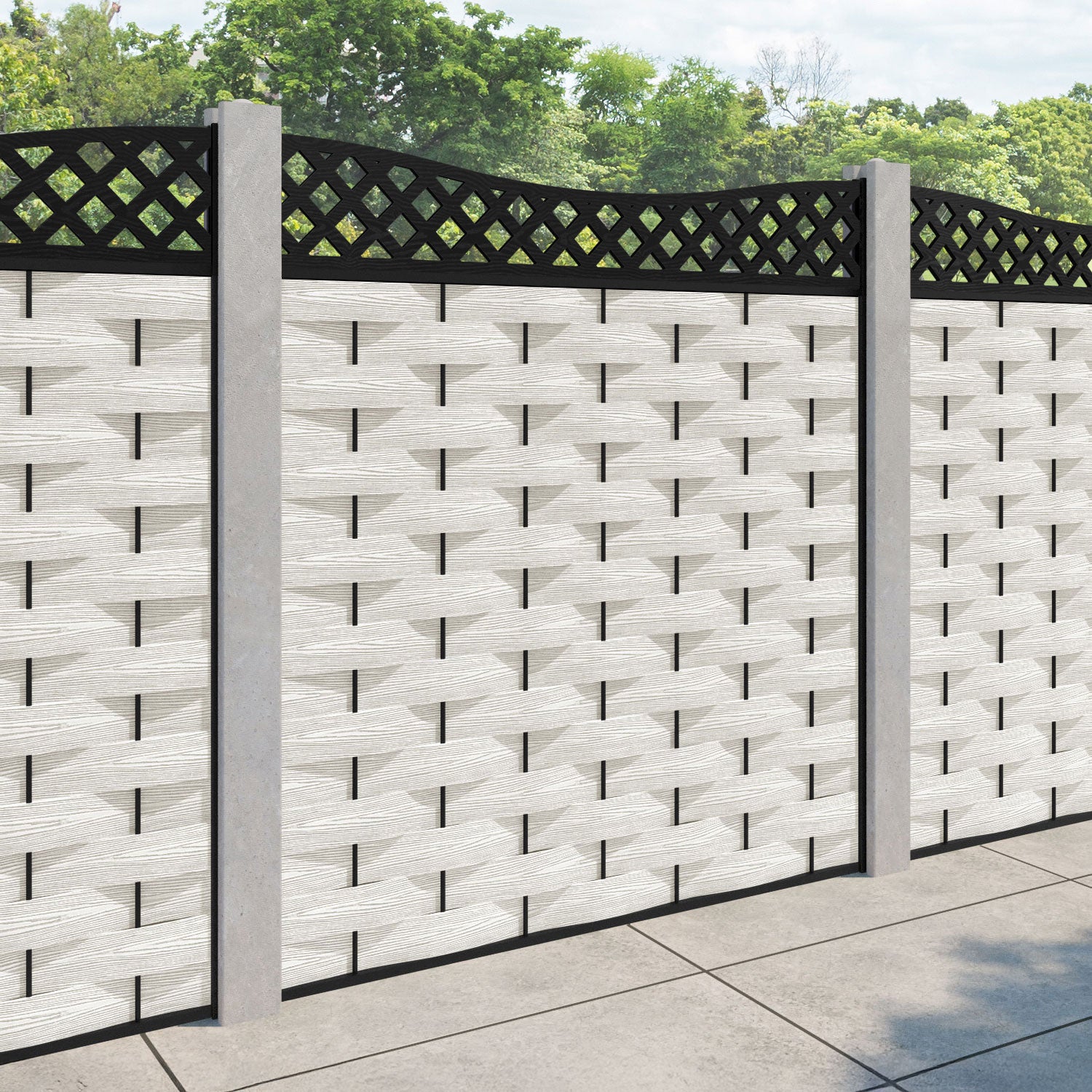 Ripple Low Wave Fence Panel - Light Stone - for existing concrete posts