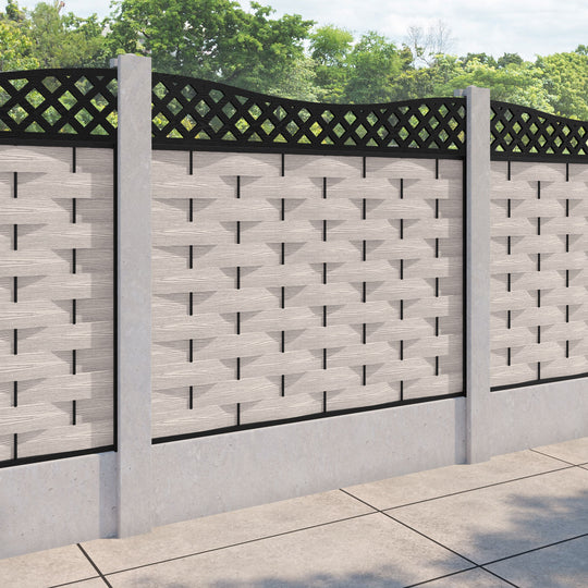 Ripple Low Wave Curved Top Fence Panel - Mid Stone - for existing concrete posts