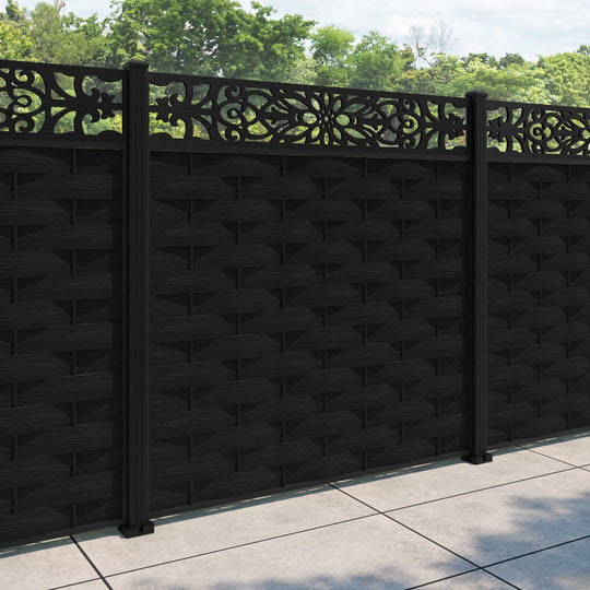Ripple Windsor Fence Panel - Black - with our aluminium posts