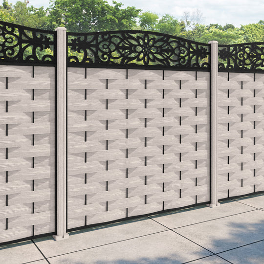 Ripple Windsor Curved Top Fence Panel - Mid Stone - with our composite posts
