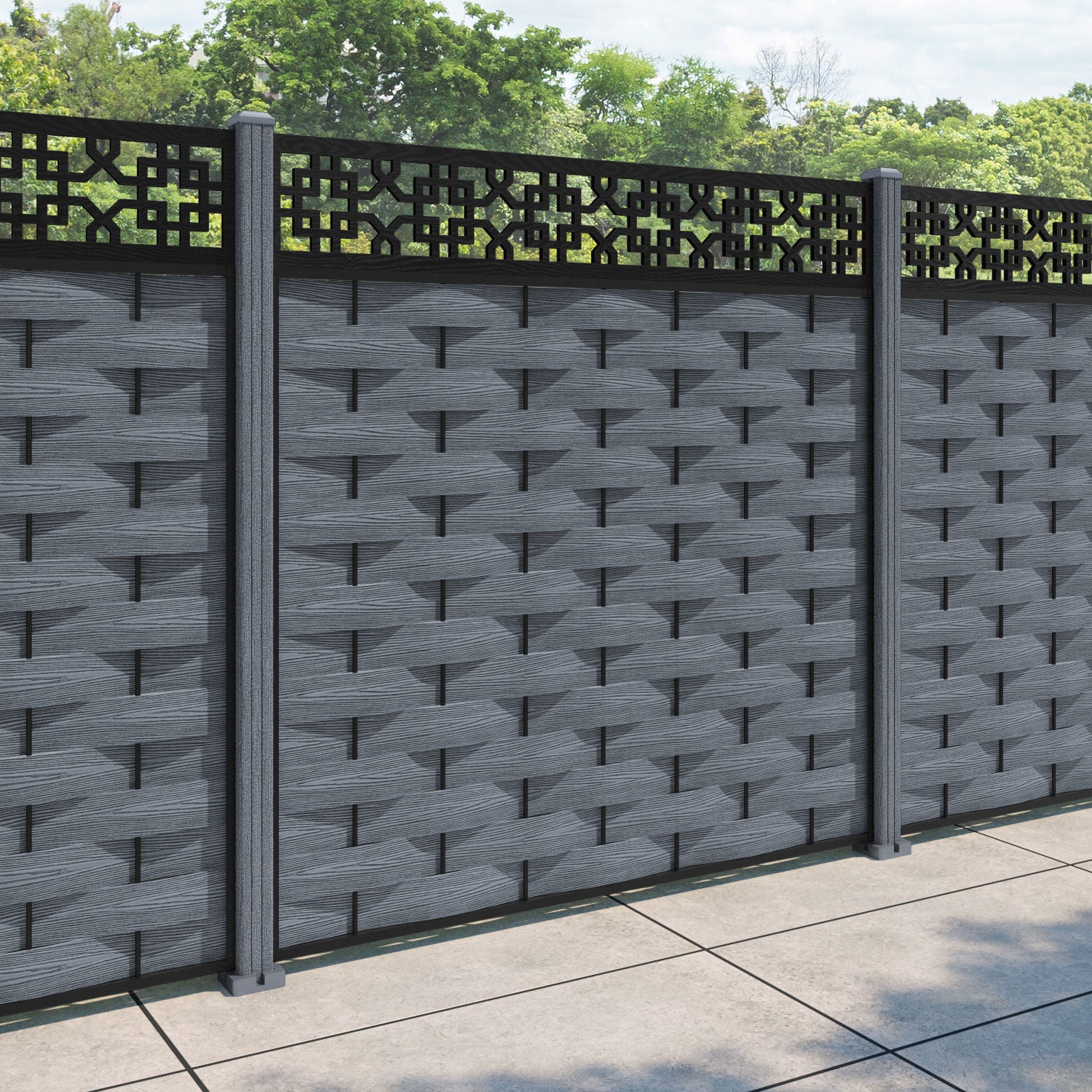 Ripple Zaria Fence Panel - Anthracite - with our composite posts