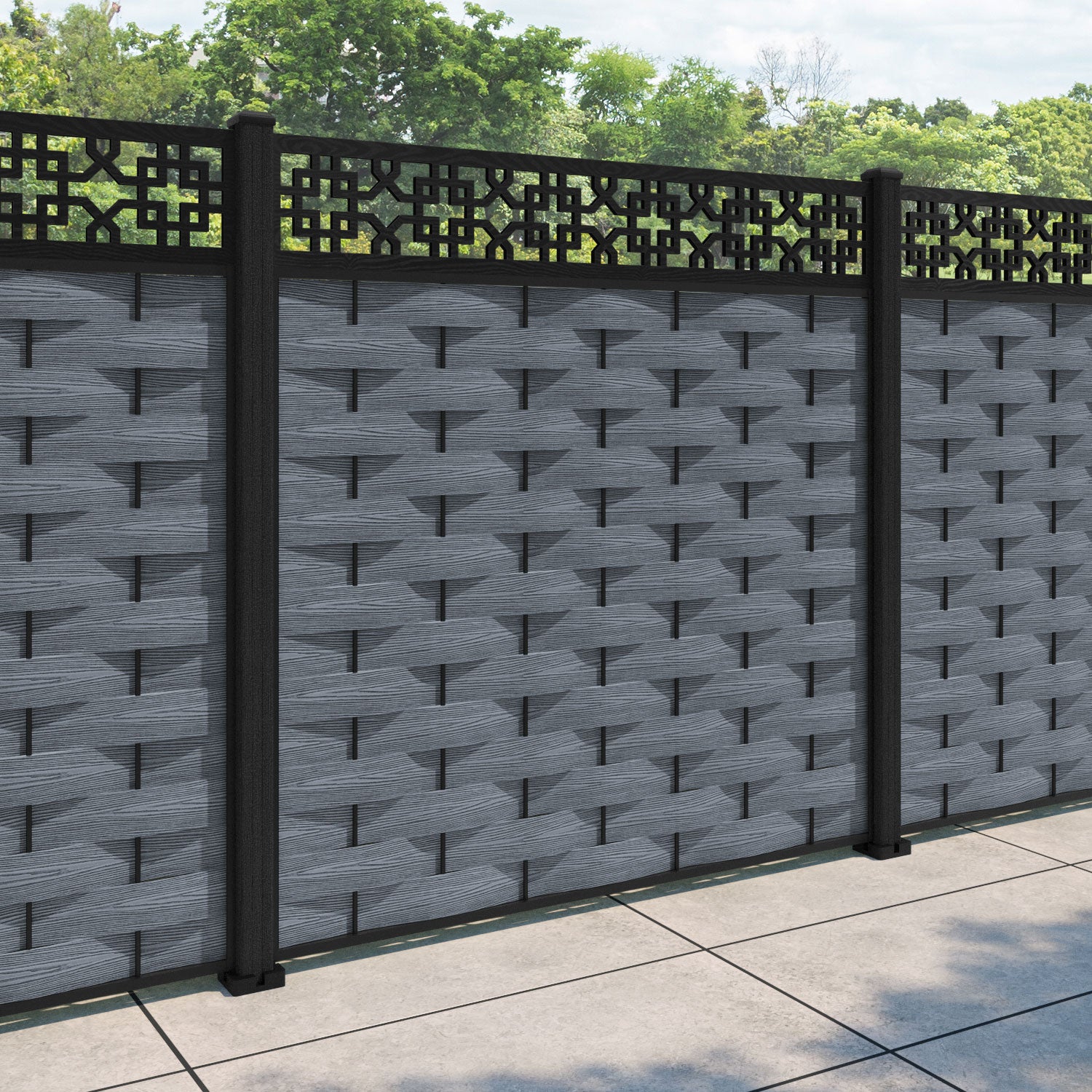 Ripple Zaria Fence Panel - Anthracite - with our composite posts
