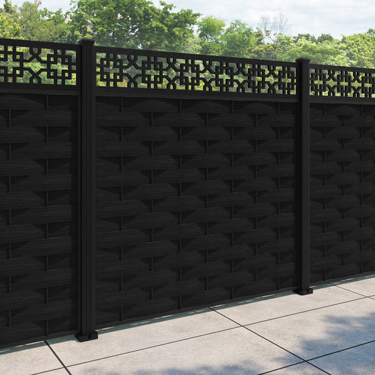 Ripple Zaria Fence Panel - Black - with our aluminium posts