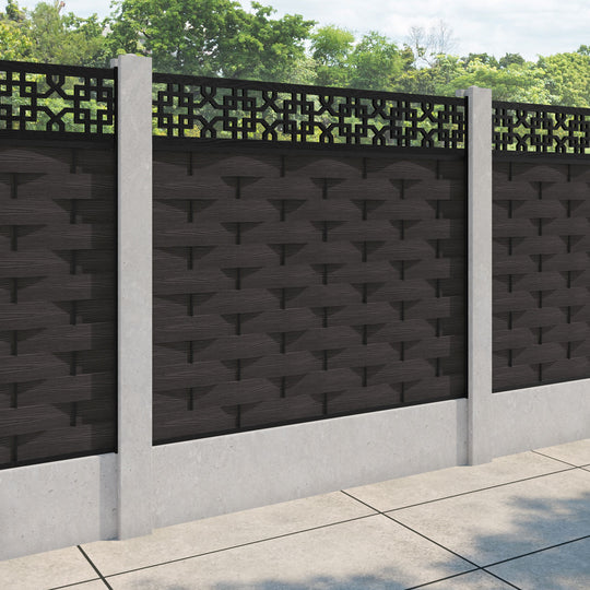 Ripple Zaria Fence Panel - Dark Oak - for existing concrete posts