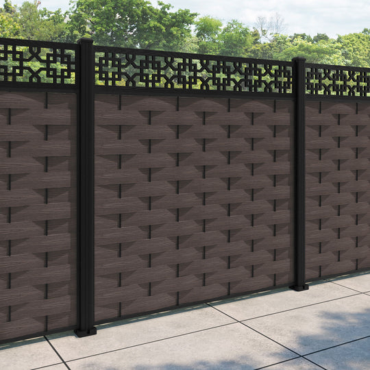 Ripple Zaria Fence Panel - Mid Brown - with our aluminium posts