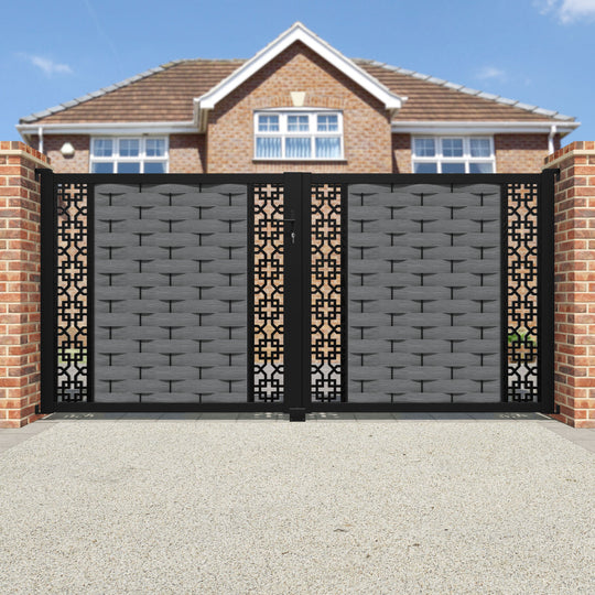 Ripple Zaria Straight Top Driveway Gate - Mid Grey - Middle & End Screen