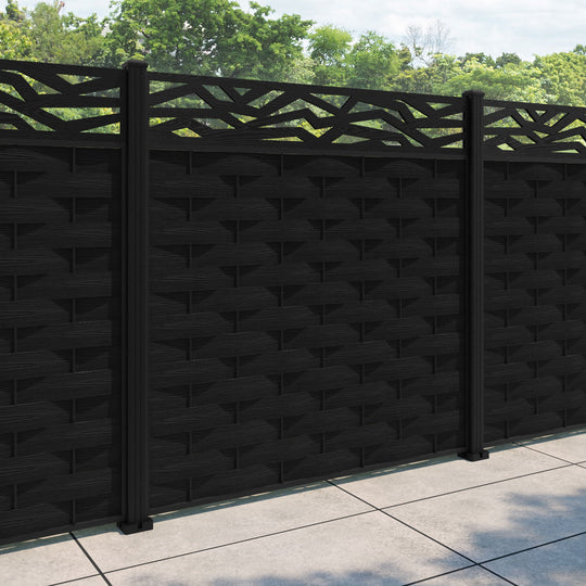 Ripple Zenith Fence Panel - Black - with our aluminium posts
