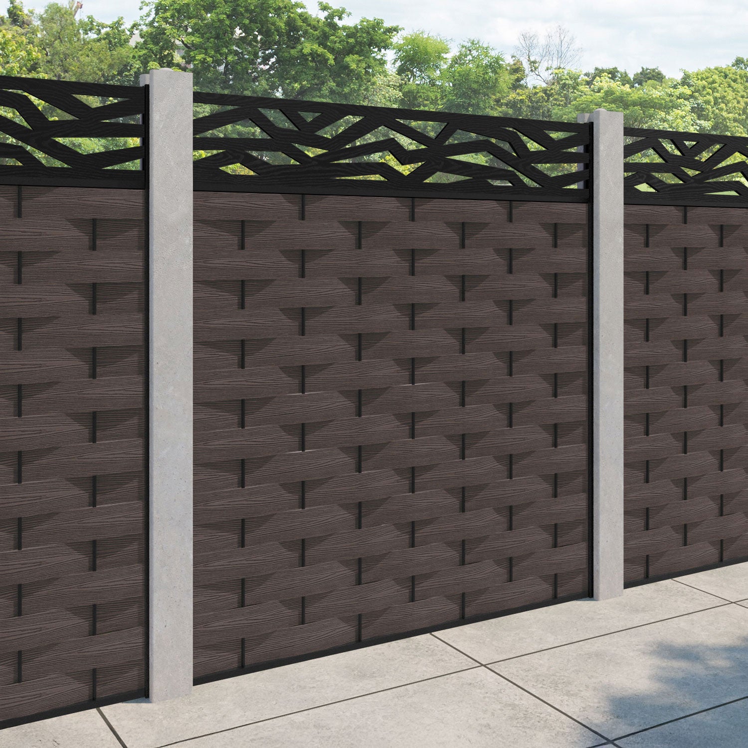 Ripple Zenith Fence Panel - Mid Brown - for existing concrete posts