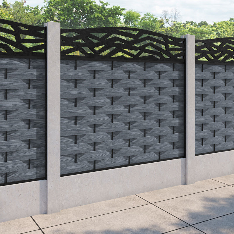 Ripple Zenith Curved Top Fence Panel - Anthracite - for existing concrete posts