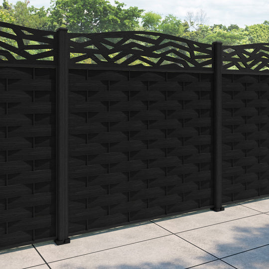 Ripple Zenith Curved Top Fence Panel - Black - with our composite posts