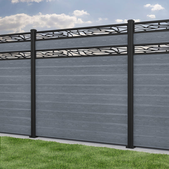 Classic Shatter Split Screen Fence Panel - Anthracite - with our aluminium posts