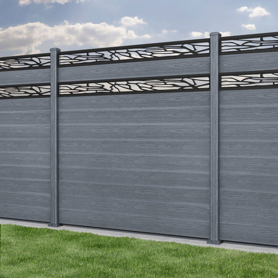 Classic Shatter Split Screen Fence Panel - Anthracite - with our composite posts