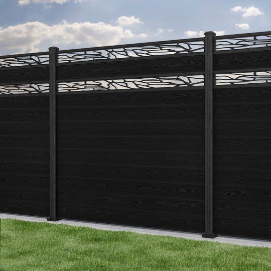 Classic Shatter Split Screen Fence Panel - Black - with our composite posts