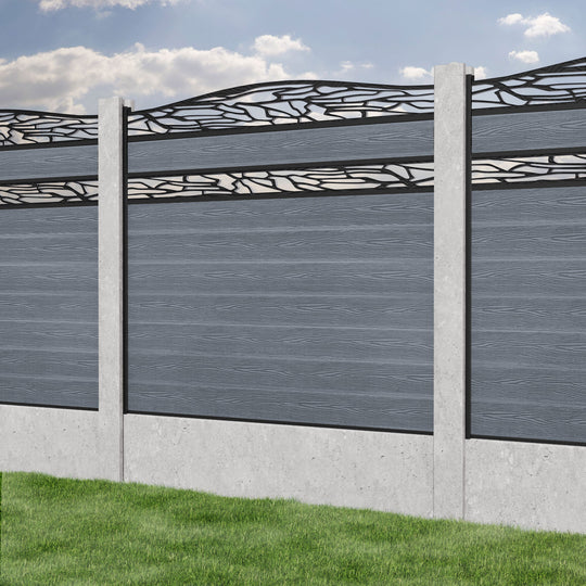 Classic Shatter Curved Top Split Screen Fence Panel - Anthracite - for existing concrete posts