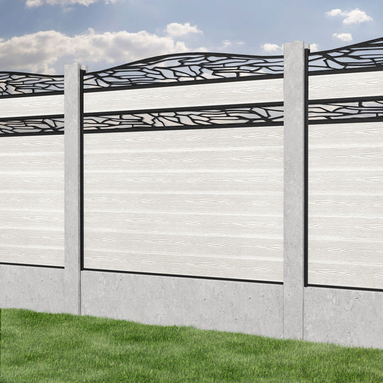 Classic Shatter Curved Top Split Screen Fence Panel - Light Stone - for existing concrete posts