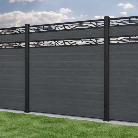 Classic Shatter Split Screen Fence Panel - Dark Grey - with our aluminium posts