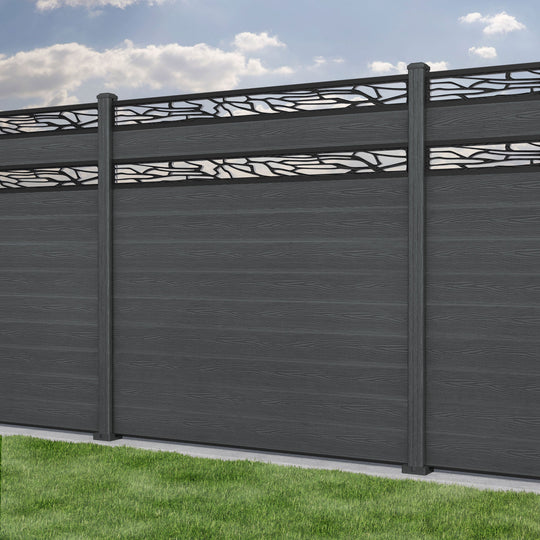 Classic Shatter Split Screen Fence Panel - Dark Grey - with our composite posts