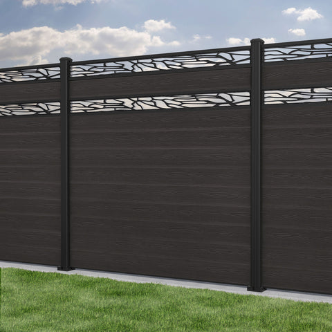 Classic Shatter Split Screen Fence Panel - Dark Oak - with our aluminium posts