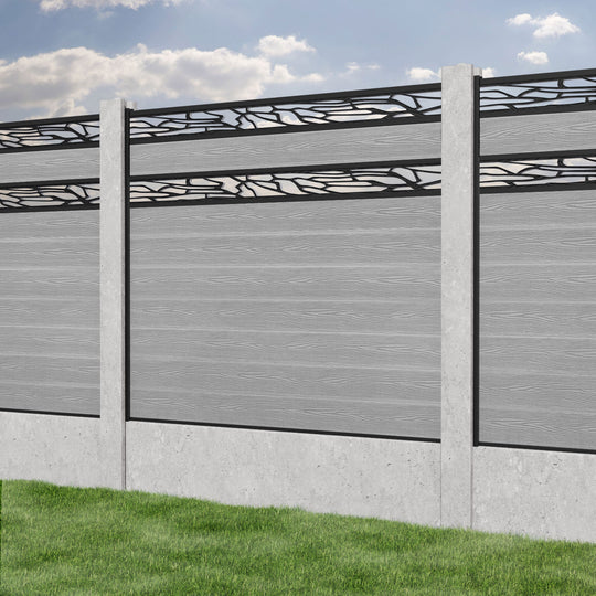 Classic Shatter Split Screen Fence Panel - Light Grey - for existing concrete posts