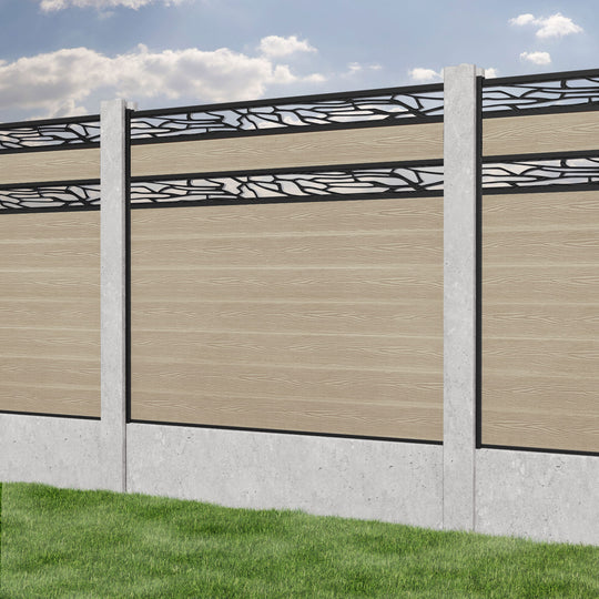 Classic Shatter Split Screen Fence Panel - Light Oak - for existing concrete posts