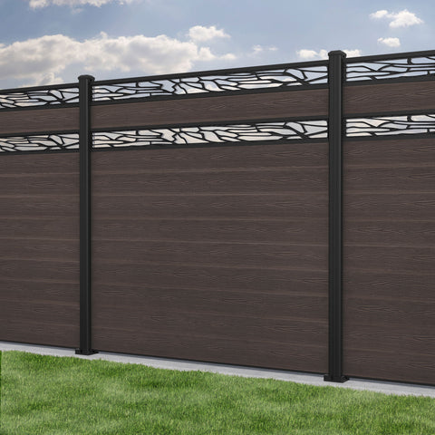 Classic Shatter Split Screen Fence Panel - Mid Brown - with our aluminium posts