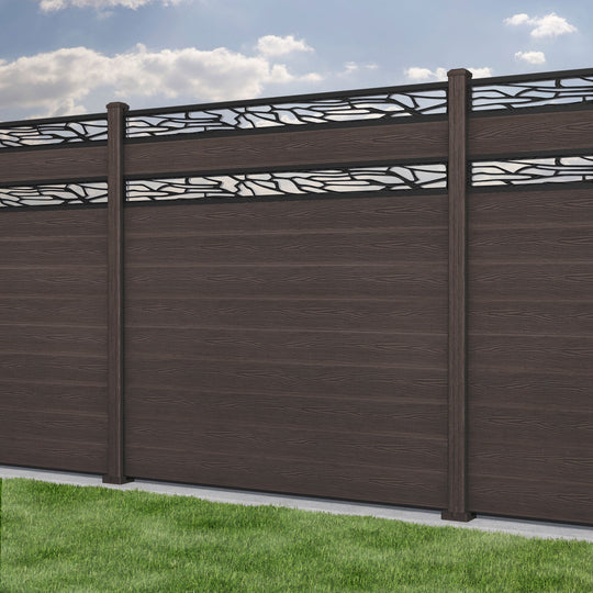 Classic Shatter Split Screen Fence Panel - Mid Brown - with our composite posts
