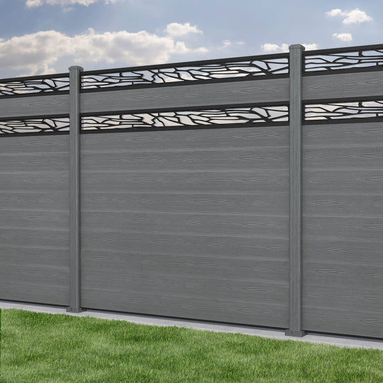 Classic Shatter Split Screen Fence Panel - Mid Grey - with our composite posts