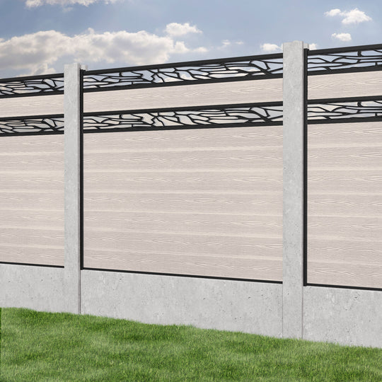 Classic Shatter Split Screen Fence Panel - Mid Stone - for existing concrete posts