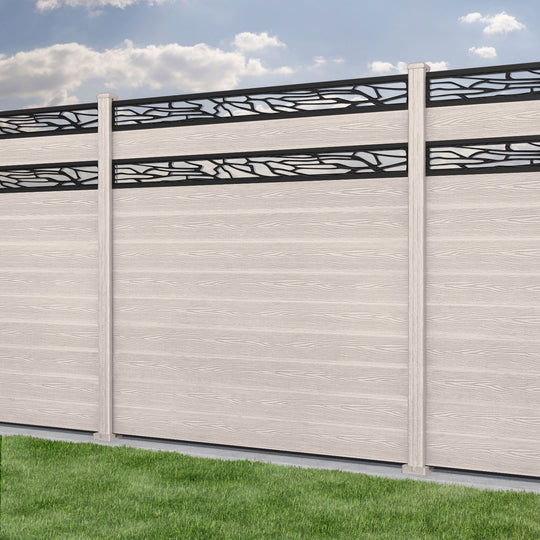 Classic Shatter Split Screen Fence Panel - Mid Stone - with our composite posts
