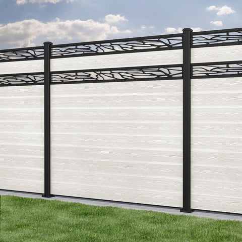 Classic Shatter Split Screen Fence Panel - Light Stone - with our aluminium posts
