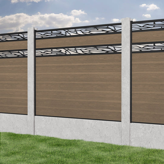 Classic Shatter Split Screen Fence Panel - Teak - for existing concrete posts