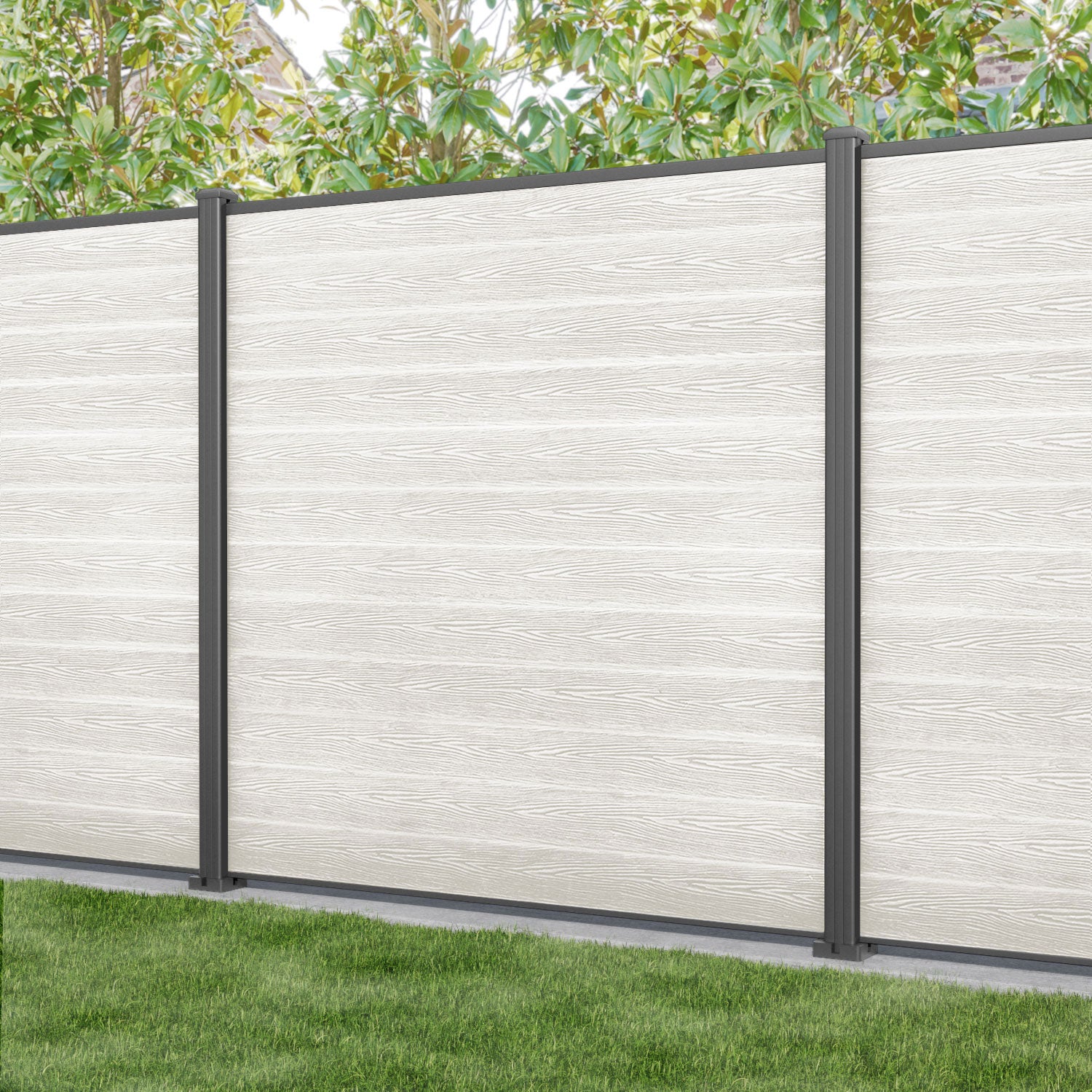 Classic Fence Panel - Light Stone - with our aluminium posts