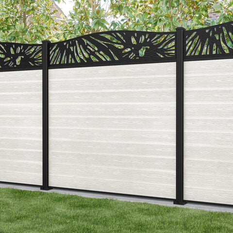 Classic Poppy Curved Top Fence Panel - Light Stone - with our aluminium posts