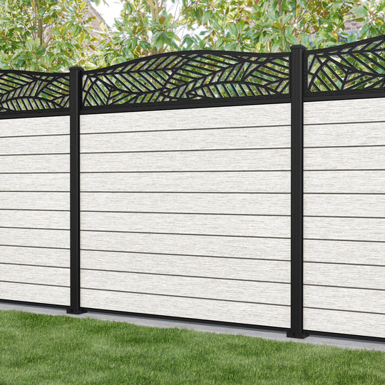 Fusion Habitat Curved Top Fence Panel - Light Stone - with our aluminium posts