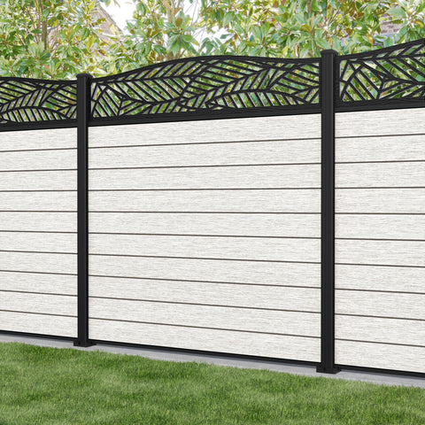 Fusion Habitat Curved Top Fence Panel - Light Stone - with our aluminium posts