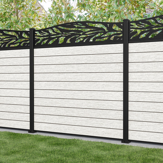Fusion Malawi Curved Top Fence Panel - Light Stone - with our aluminium posts